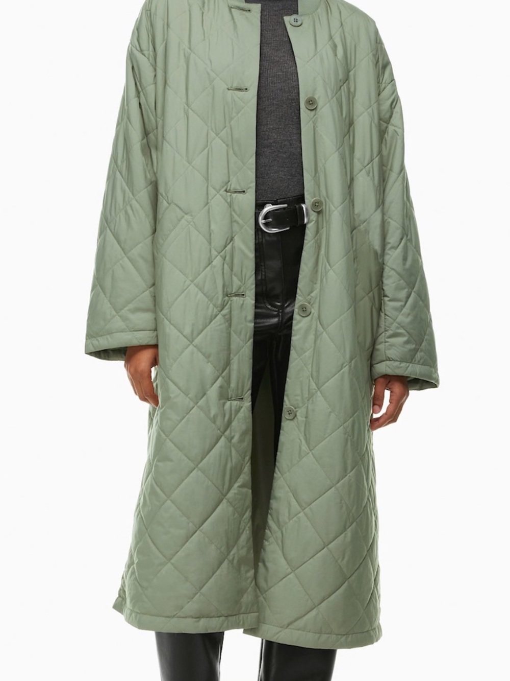 Aritzia Quilted Long Puffer Coat in Sage